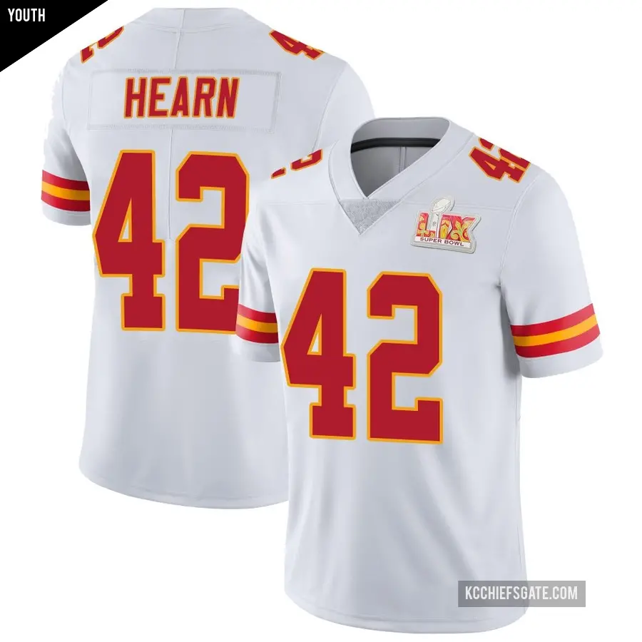 Youth Kansas City Chiefs ＃42 Azizi Hearn White Limited Vapor Untouchable Super Bowl LIX Jersey