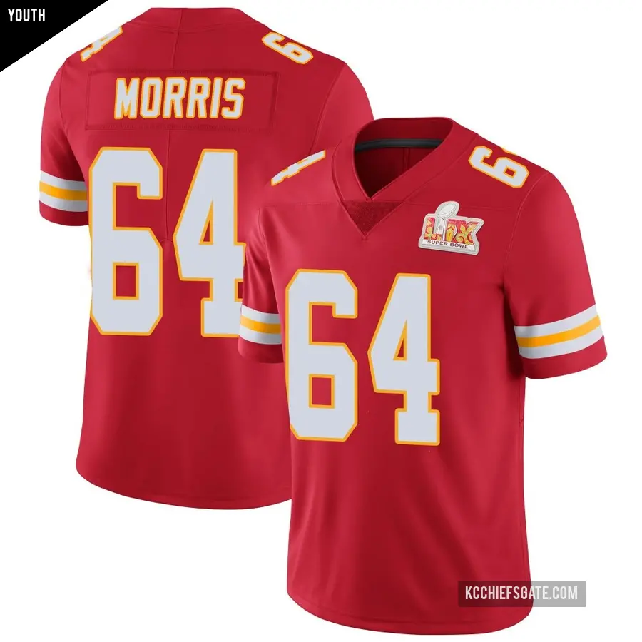 Youth Kansas City Chiefs ＃64 Wanya Morris Red Limited Team Color Vapor Untouchable Super Bowl LIX Jersey
