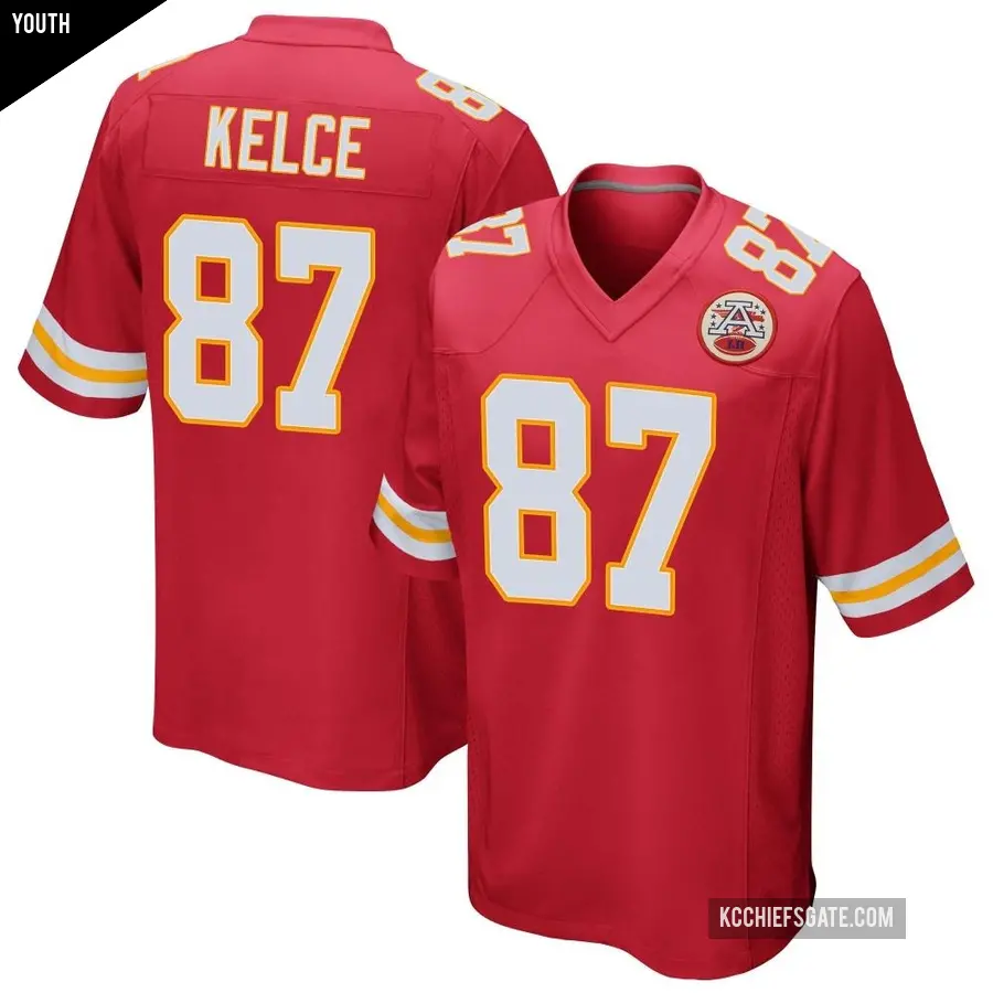 Youth Kansas City Chiefs ＃87 Travis Kelce Red Game Team Color Jersey