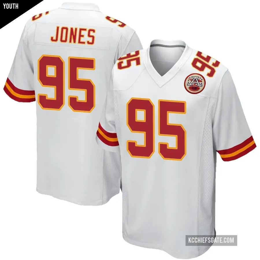 Youth Kansas City Chiefs ＃95 Chris Jones White Game Jersey